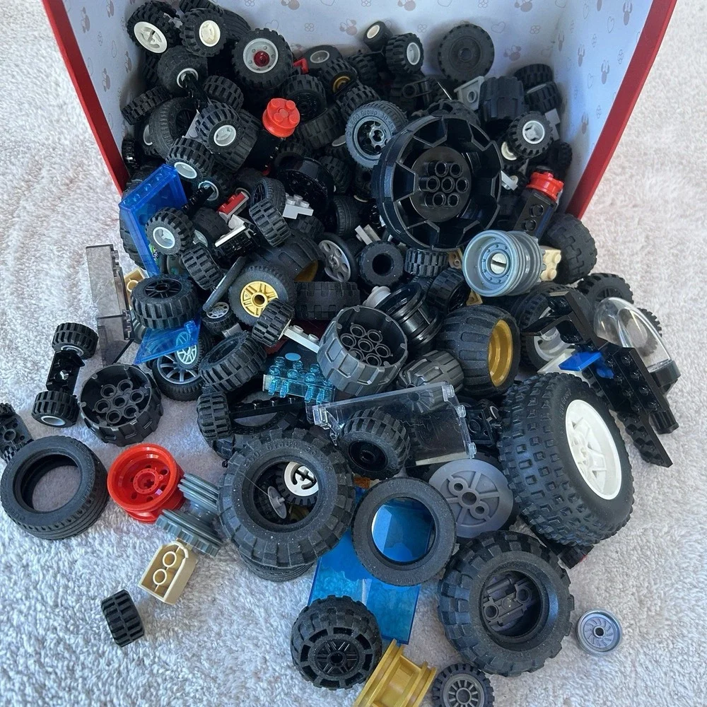 Huge Lot Mixed Lego Wheels‎ Extra Tires Parts & Pieces Used 2.7 Pounds Bulk